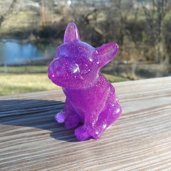 💜SOLD💜Frenchie Bulldog Epoxy Resin Art Purple - Picture 3 of 11